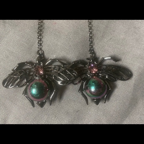 Iridescent Flying Insect Statement Earrings - Picture 4 of 8